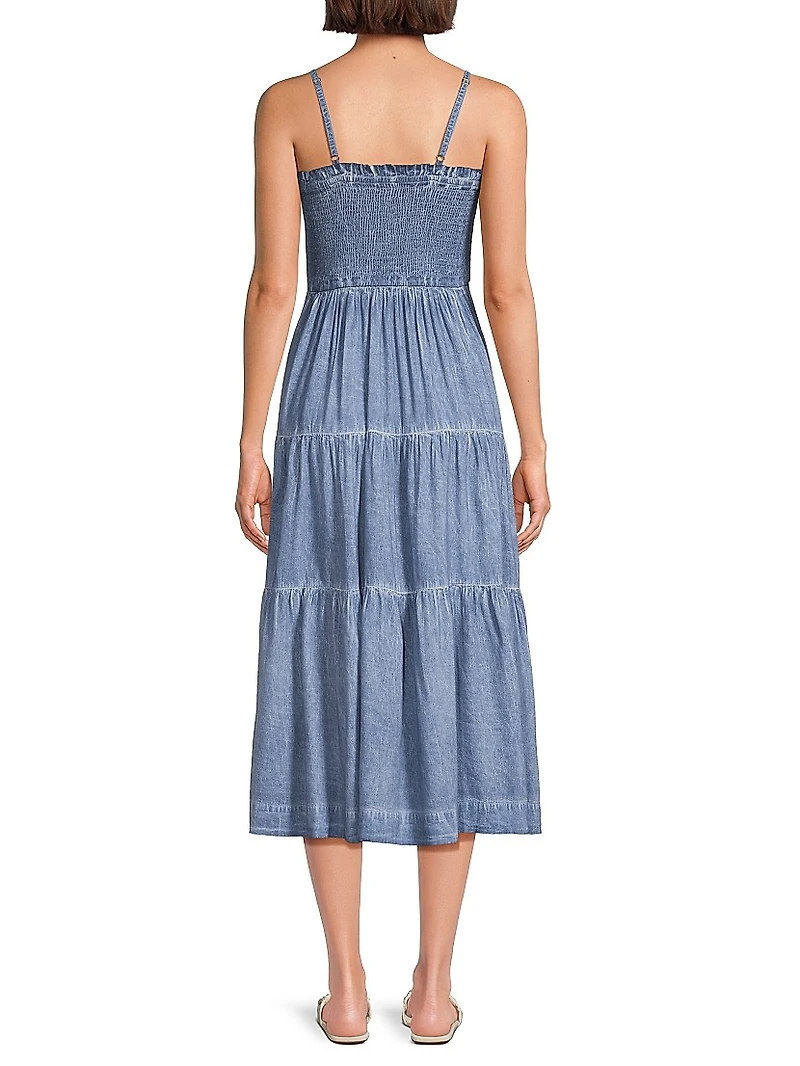 Kristen Slub Cotton Smocked Dress