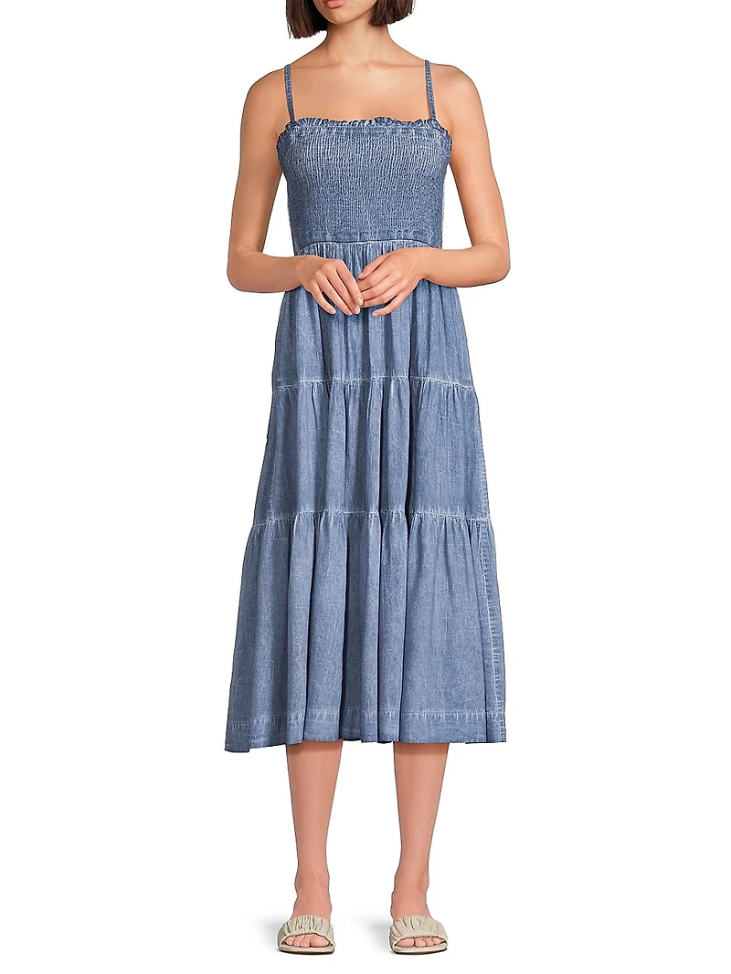 Kristen Slub Cotton Smocked Dress