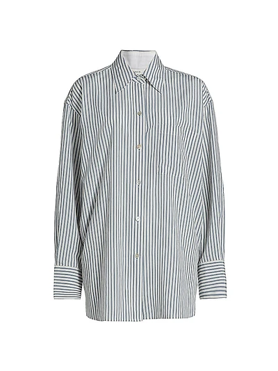 Furrow Stripe Button-Front Shirt