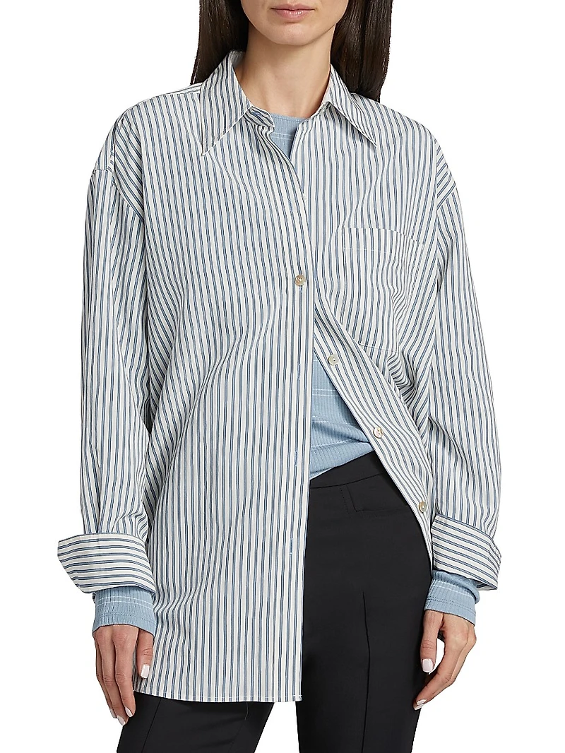 Furrow Stripe Button-Front Shirt