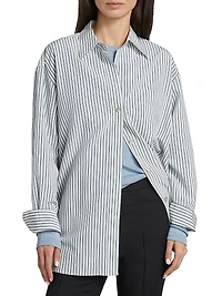 Furrow Stripe Button-Front Shirt
