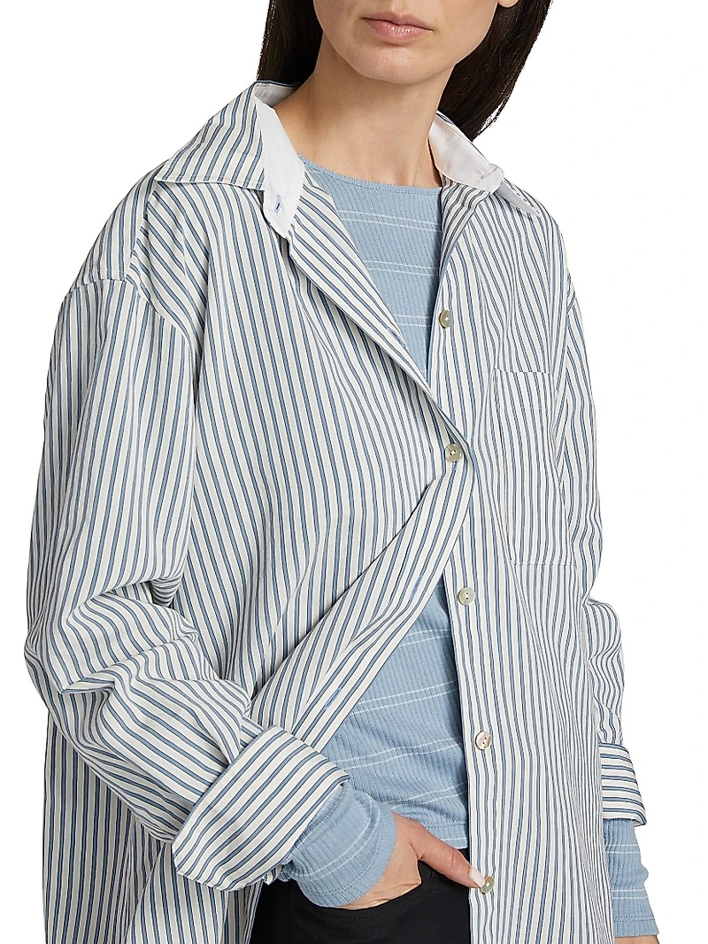 Furrow Stripe Button-Front Shirt