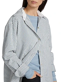 Furrow Stripe Button-Front Shirt
