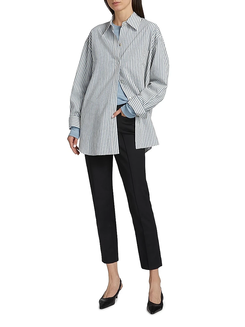 Furrow Stripe Button-Front Shirt