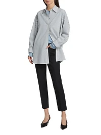 Furrow Stripe Button-Front Shirt