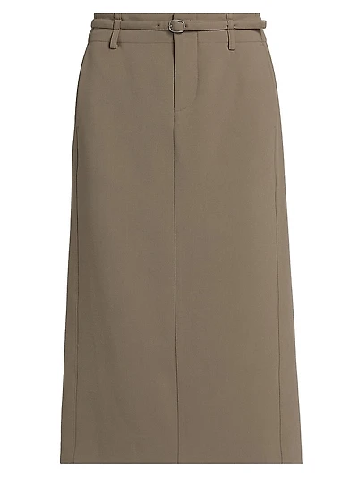 Belted Pencil Midi-Skirt