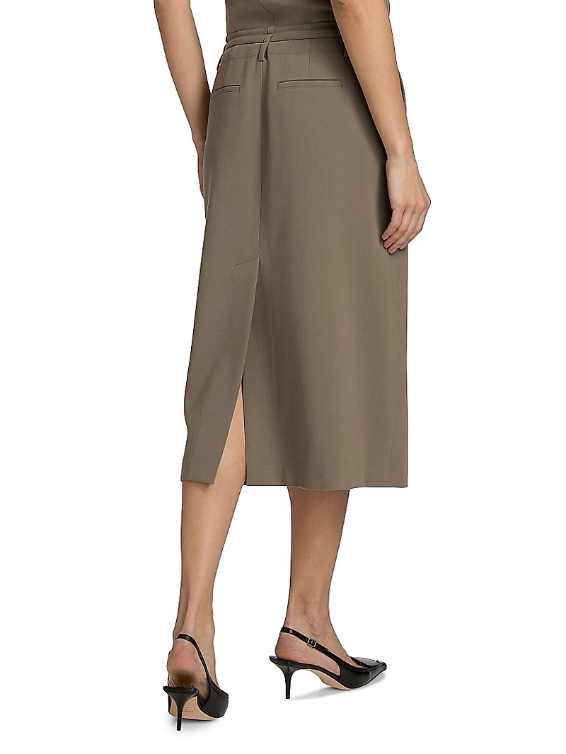 Belted Pencil Midi-Skirt
