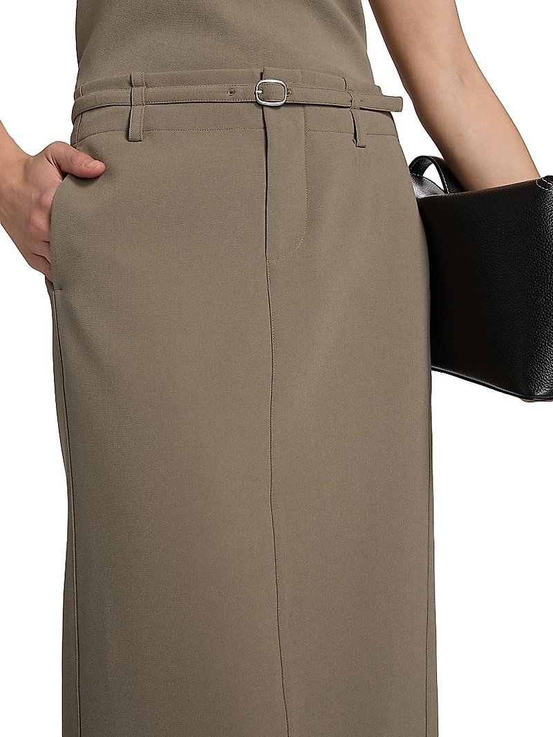 Belted Pencil Midi-Skirt