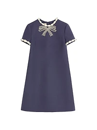 Embroidered Crepe Couture Short Dress