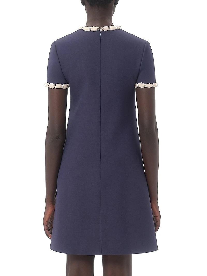 Embroidered Crepe Couture Short Dress
