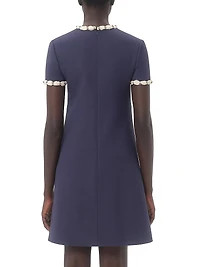 Embroidered Crepe Couture Short Dress