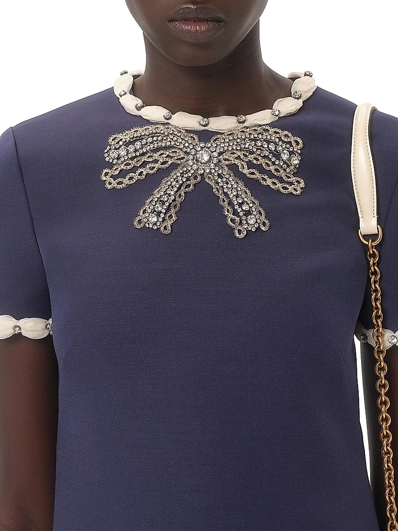 Embroidered Crepe Couture Short Dress