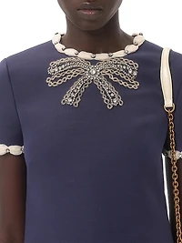 Embroidered Crepe Couture Short Dress