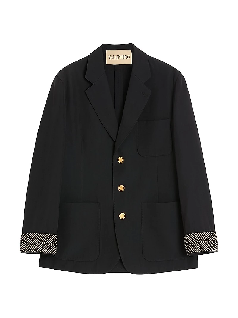 Single-Breasted Wool and Cotton Jacket