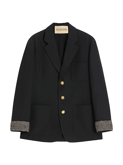 Single-Breasted Wool and Cotton Jacket