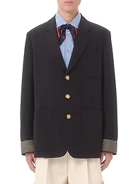 Single-Breasted Wool and Cotton Jacket