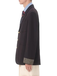 Single-Breasted Wool and Cotton Jacket