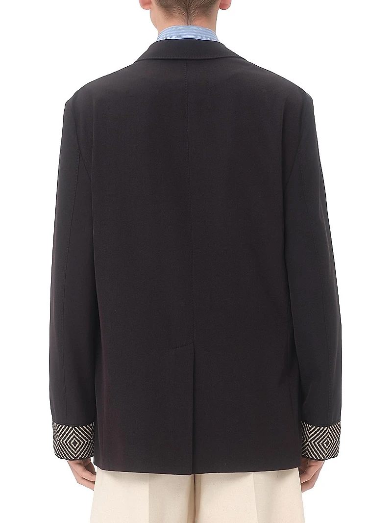 Single-Breasted Wool and Cotton Jacket
