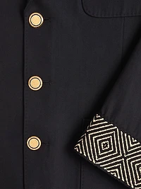 Single-Breasted Wool and Cotton Jacket