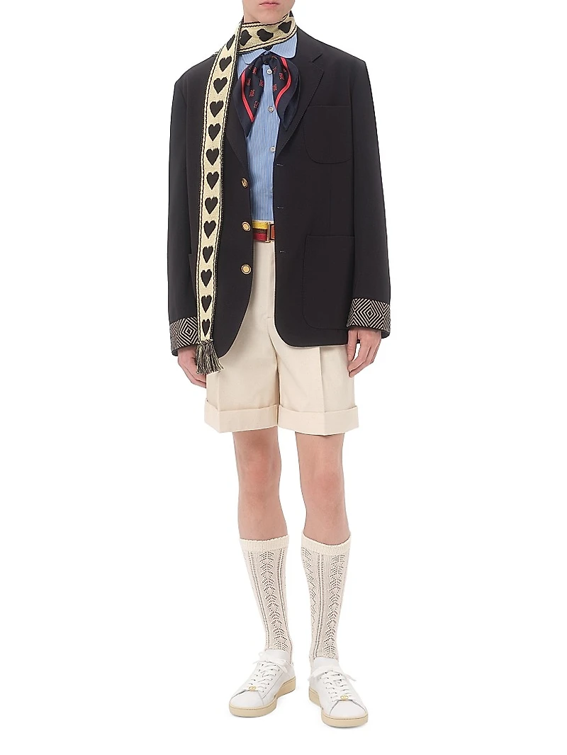 Single-Breasted Wool and Cotton Jacket