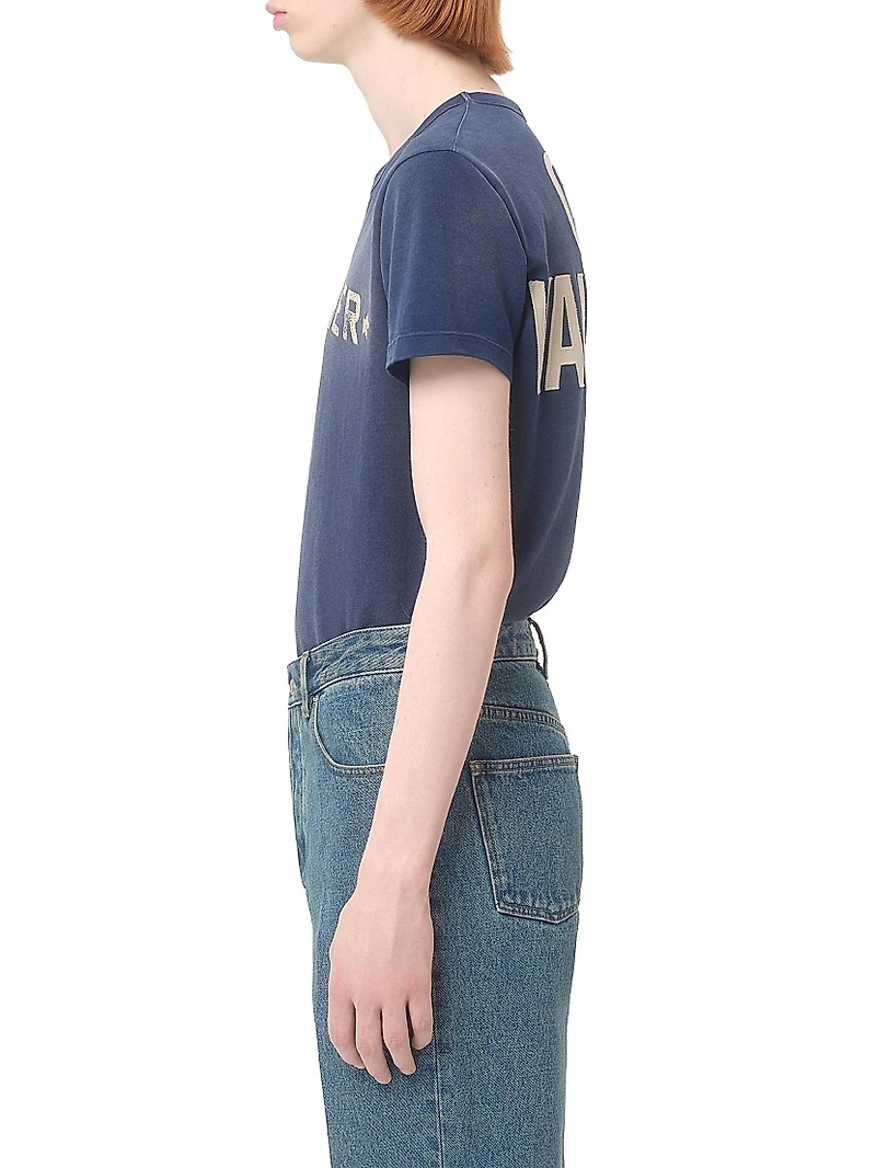 Cotton T-Shirt with Print and Patch