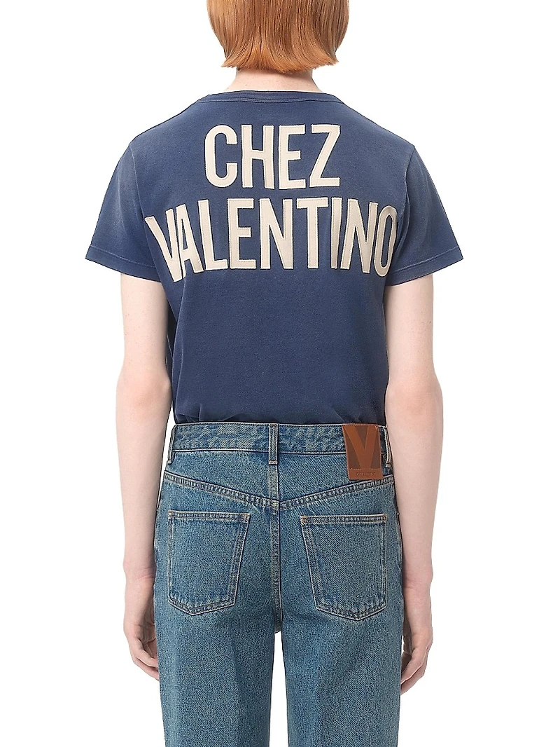 Cotton T-Shirt with Print and Patch