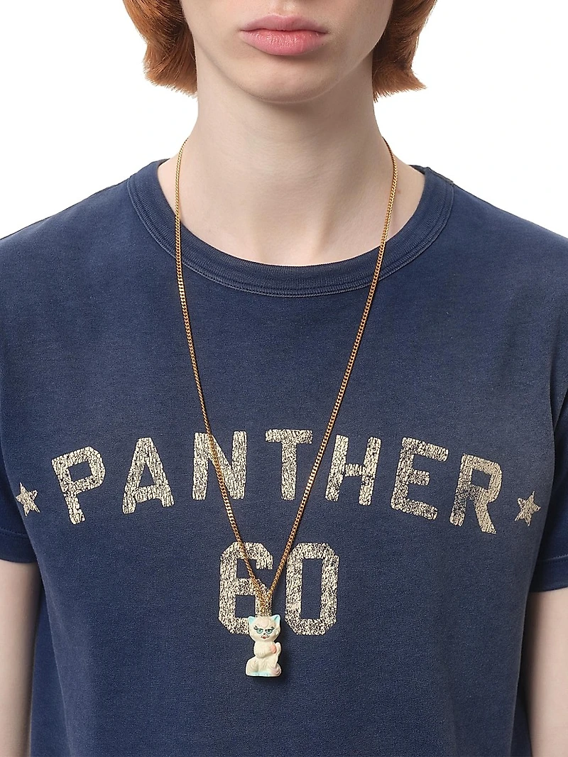 Cotton T-Shirt with Print and Patch