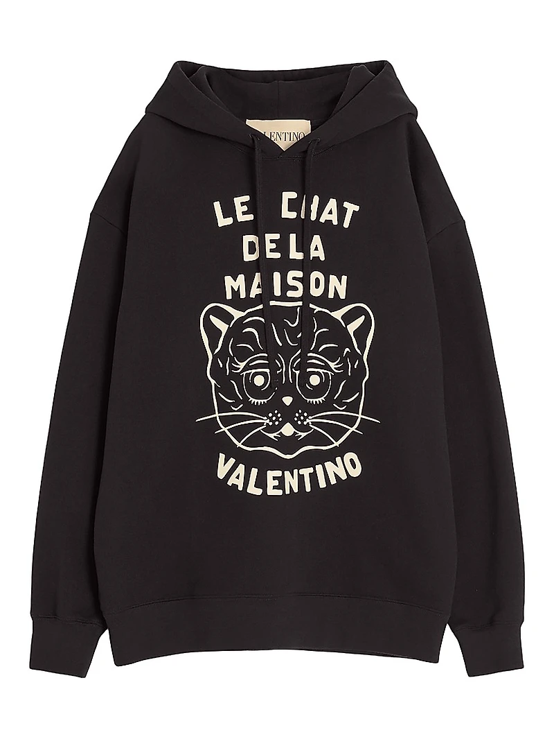 Cotton Sweatshirt with Chat De La Maison Patch