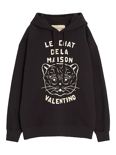 Cotton Sweatshirt with Chat De La Maison Patch