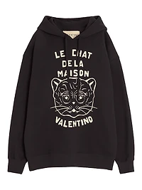 Cotton Sweatshirt with Chat De La Maison Patch