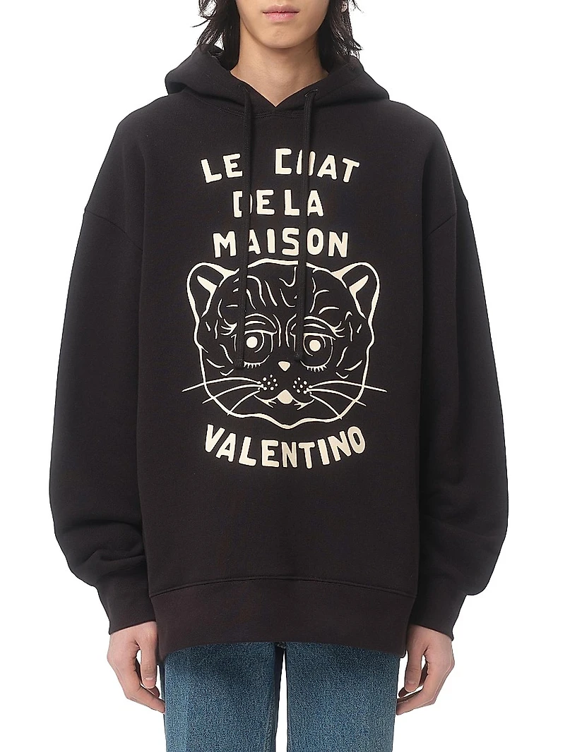 Cotton Sweatshirt with Chat De La Maison Patch