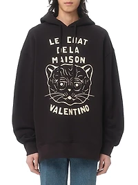 Cotton Sweatshirt with Chat De La Maison Patch