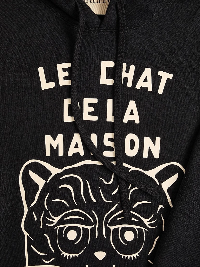 Cotton Sweatshirt with Chat De La Maison Patch
