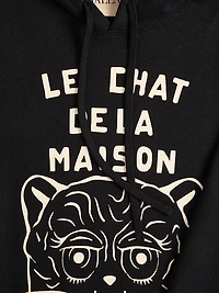 Cotton Sweatshirt with Chat De La Maison Patch