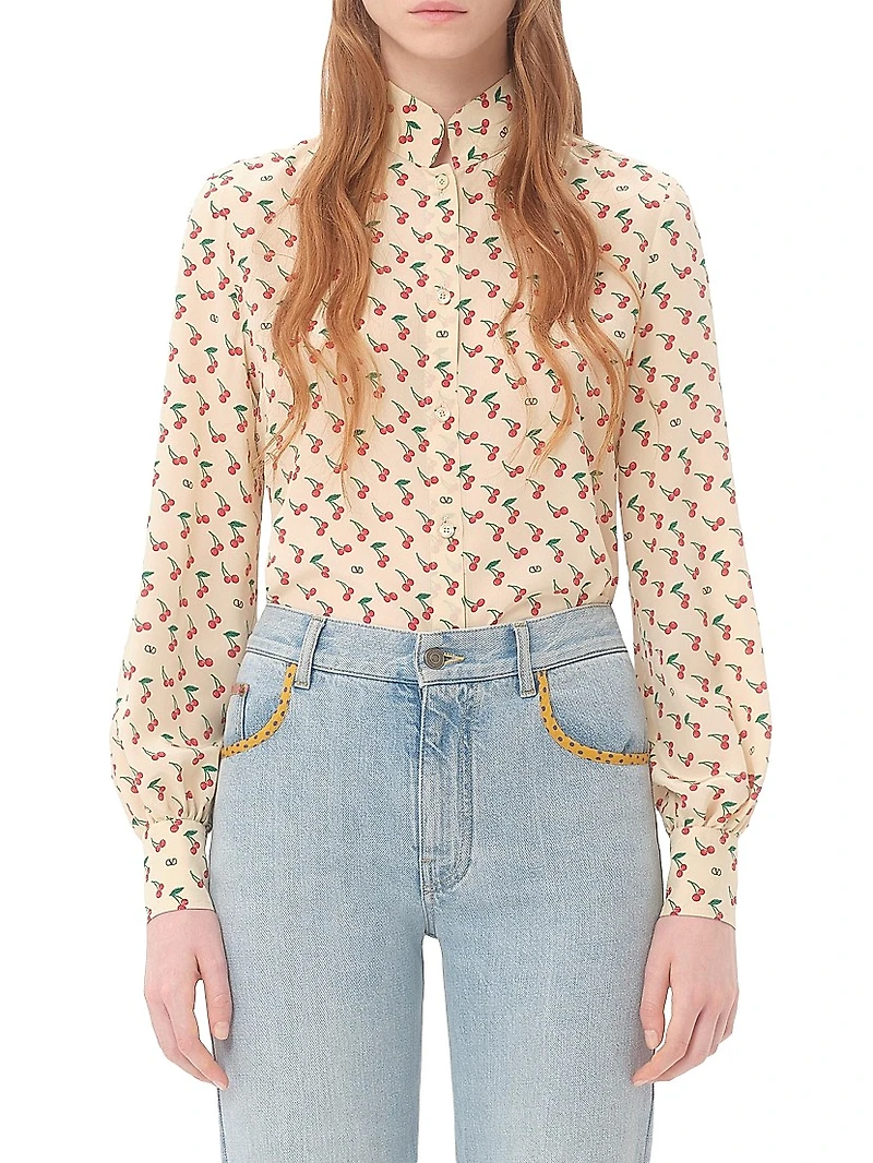 Crepe De Chine Shirt with Cherryfic Print