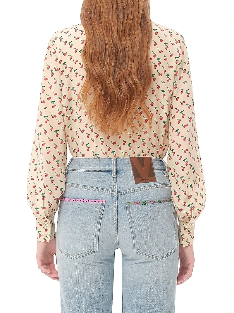 Crepe De Chine Shirt with Cherryfic Print