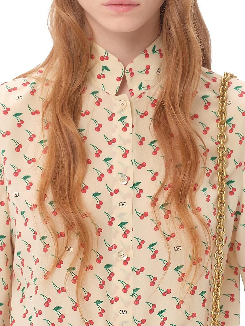 Crepe De Chine Shirt with Cherryfic Print