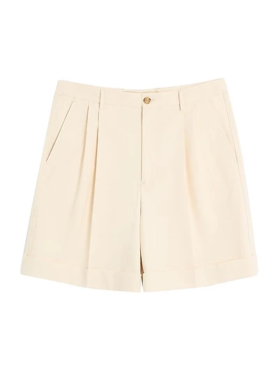 Cotton Canvas Cuffed Bermuda Shorts