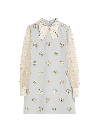 Embroidered Crepe Couture Short Dress