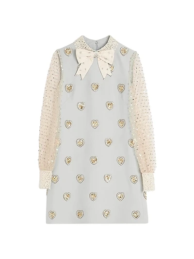 Embroidered Crepe Couture Short Dress