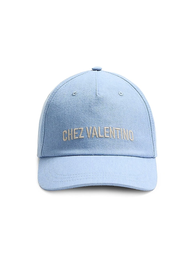 Chez Denim Baseball Cap with Embroidery
