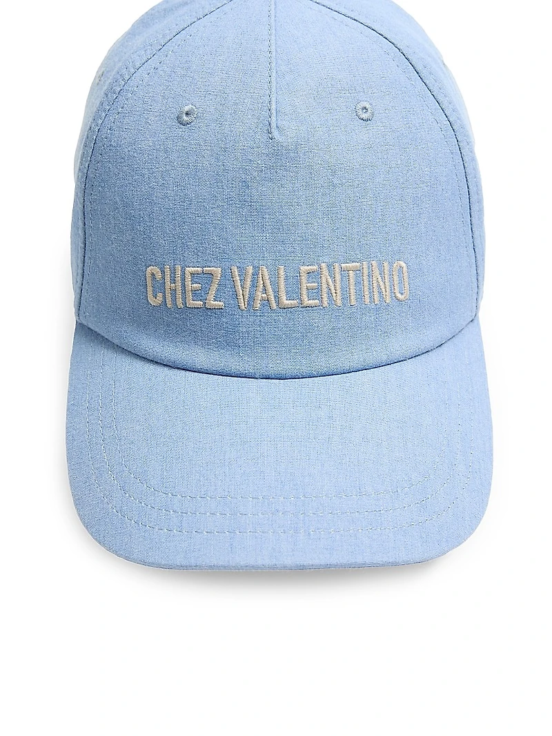 Chez Denim Baseball Cap with Embroidery
