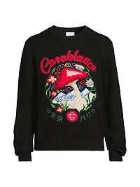 Mushroom Intarsia Crewneck Sweater