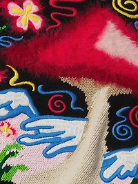 Mushroom Intarsia Crewneck Sweater