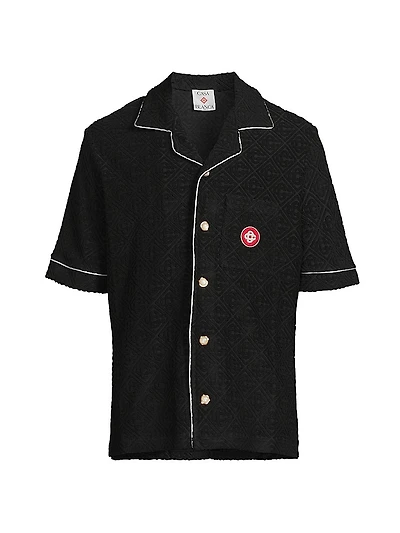 Terrycloth Monogram Short-Sleeve Shirt