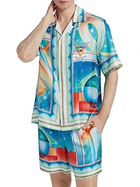 Galaxy Cuban Collar Silk Shirt