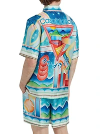 Galaxy Cuban Collar Silk Shirt