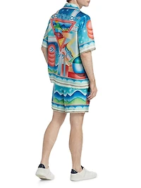 Galaxy Cuban Collar Silk Shirt