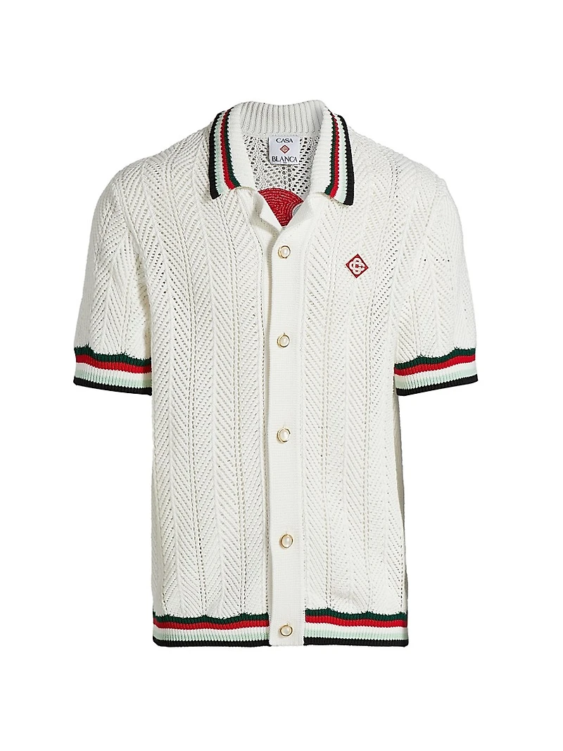 Sporty Faux Crochet Cotton Shirt