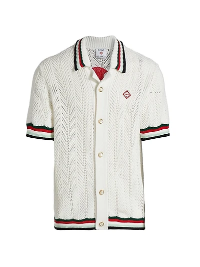 Sporty Faux Crochet Cotton Shirt